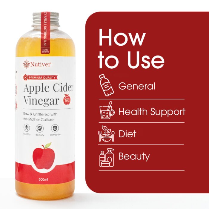 NUTIVER Cuka Apel Organik With The Mother 500ml / Apple Cider Vinegar - Image 5