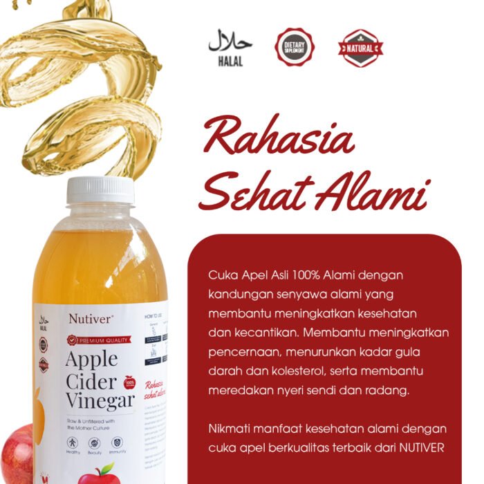 Nutiver Cuka Apel Organik With The Mother 1 Liter - Minuman Sehat untuk Diet - Image 4