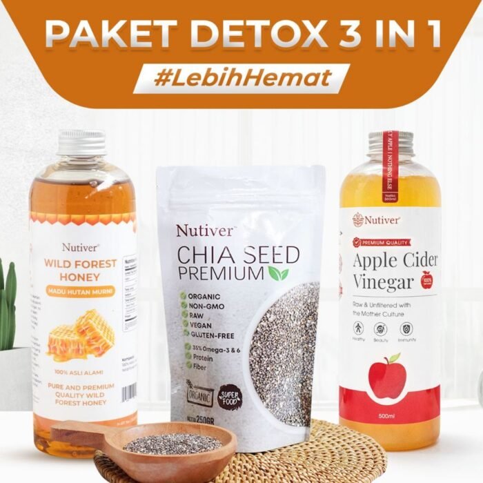 NUTIVER Paket Hemat 5 / Detox 3 In 1 Madu Hutan 500ml + Cuka Apel 500ml + Chiaseed 250gr - Image 2