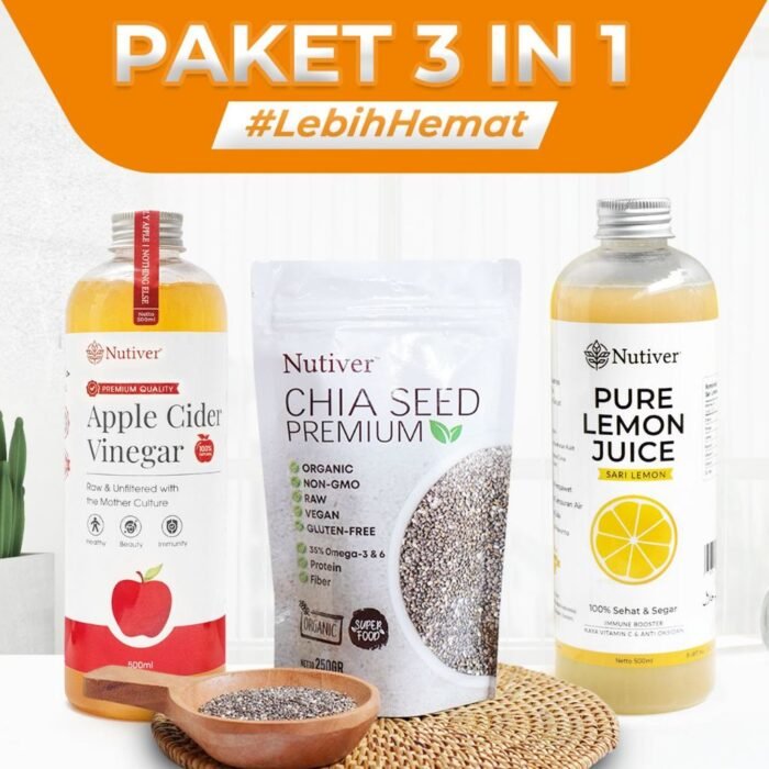 NUTIVER Paket 3 In 1 Cuka Apel + Sari Lemon + Chia Seed - Image 2