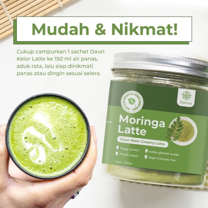 NUTIVER Moringana Latte Minuman Daun Kelor Bubuk Kelor Latte Vegan Moringa Powder Friendly & Bebas Laktosa 200gr - Image 6