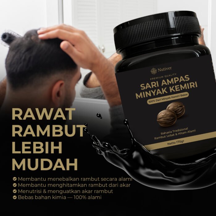 NUTIVER Ampas Minyak Kemiri Bakar 170gr – Perawatan Rambut Alami untuk Menumbuhkan & Menghitamkan Rambut - Image 3
