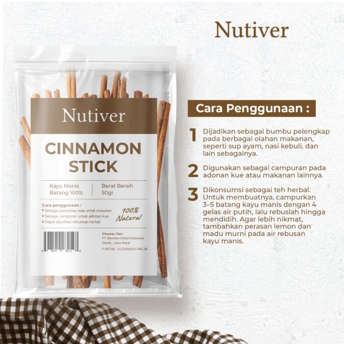 NUTIVER Kayu Manis Batang 50gr - Cinnamon Stick Rempah Kayu Manis - Image 4
