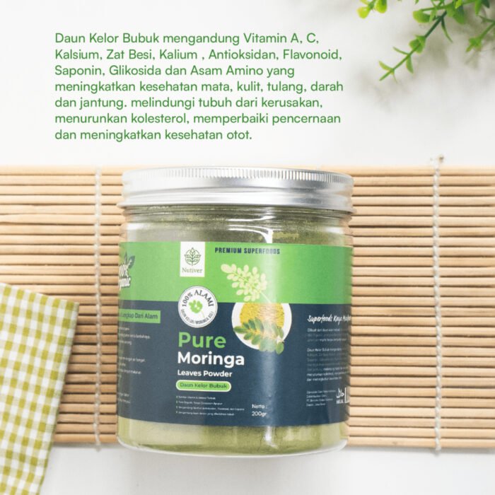 NUTIVER Moringa Powder / Bubuk Daun Kelor Murni / Pure Premium Organik Daun Kelor Bubuk - Image 2