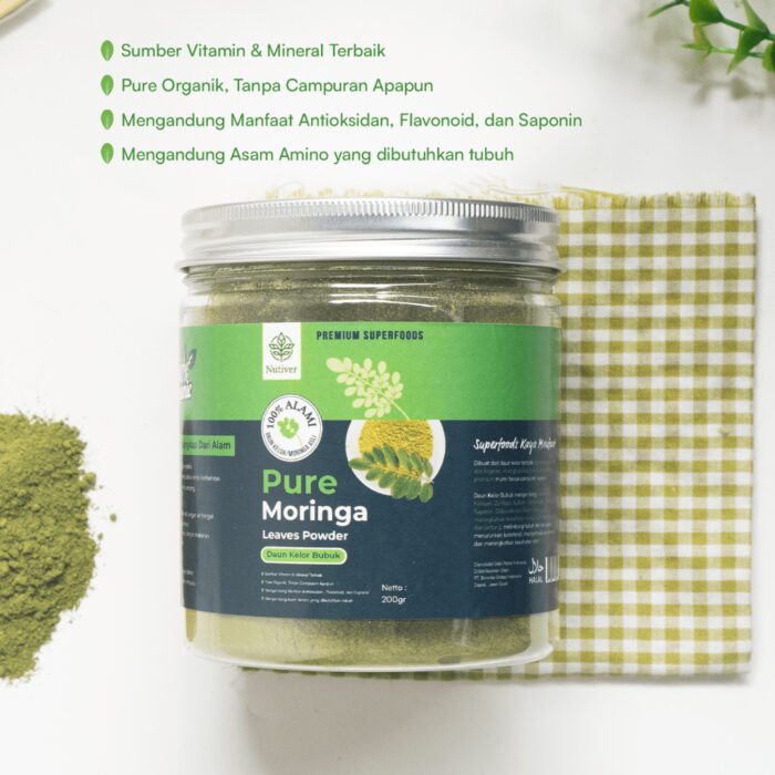 NUTIVER Moringa Powder / Bubuk Daun Kelor Murni / Pure Premium Organik Daun Kelor Bubuk - Image 3
