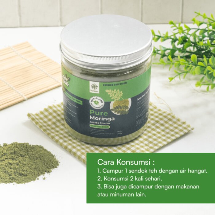 NUTIVER Moringa Powder / Bubuk Daun Kelor Murni / Pure Premium Organik Daun Kelor Bubuk - Image 4