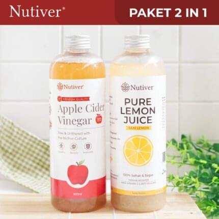 NUTIVER Paket 2 In 1 - Sari Lemon 500ml & Cuka Apel 500ml